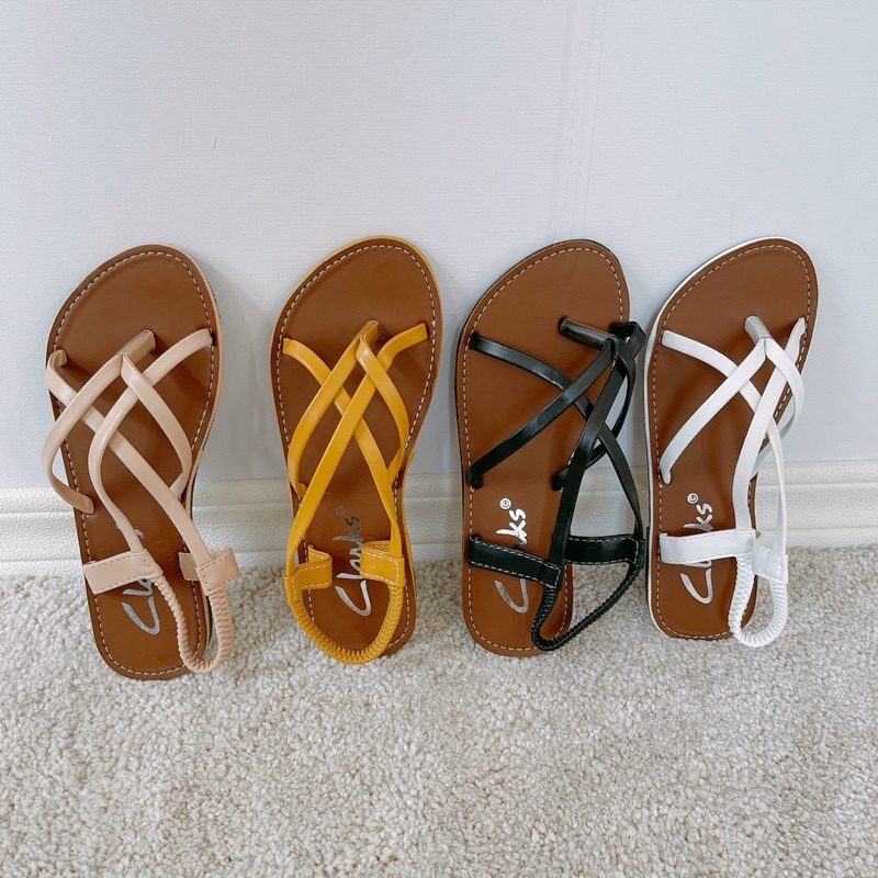 Giày sandal nữ mảnh nữ đế bằng kẹp giày sandal dây đi học SOBINAA