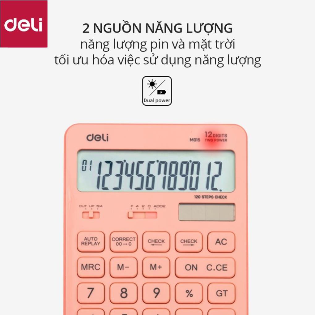 Máy tính để bàn Deli - 12 số - Nhiều màu sắc - Xanh dương/Hồng/Vàng - 1 chiếc - EM01531 / EM1541 / EM01551 [Deli]