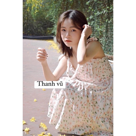 Váy 2 Dây Bản To Hoa Nhí Chất Xốp