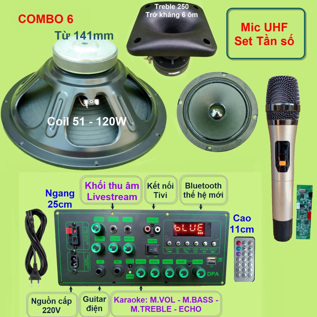 Mạch loa kéo 4 tấc đơn MD9840 150 thu âm LIVESTREAM - DSP lập trình chống hú, chỉnh Bass Treble Micro