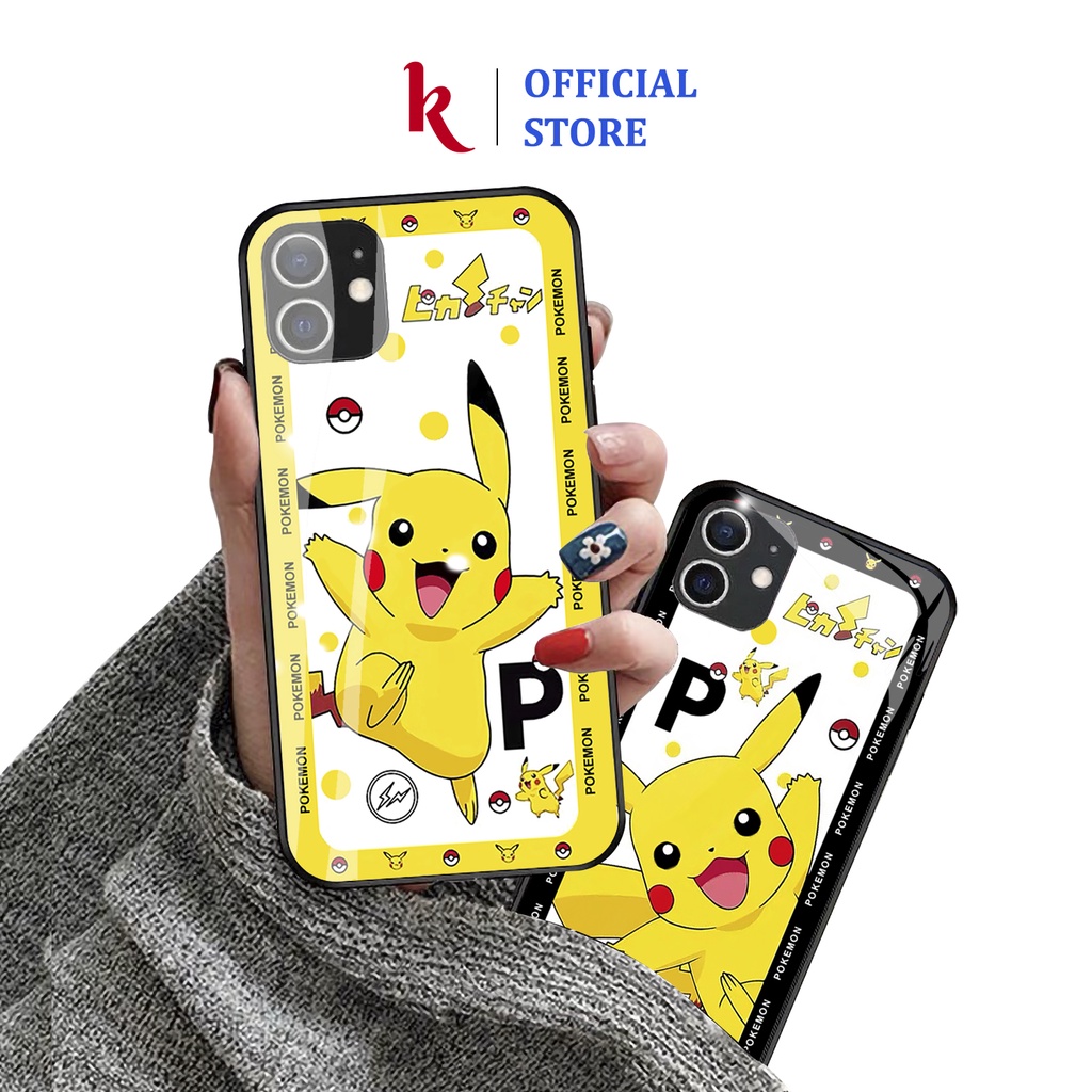Ốp lưng iphone kính pi.ca.chu case 14plus 14 pro max 13 12 promax 11 mini 6 6s 7 8 plus x xr xs Se