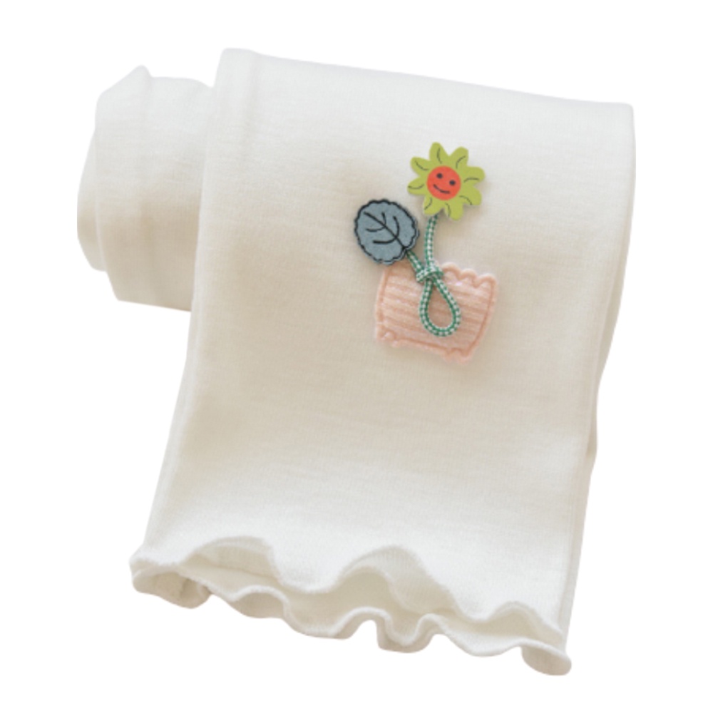 Quần legging cotton pha co giãn thoải mái đính hoa dễ thương thời trang cho bé gái