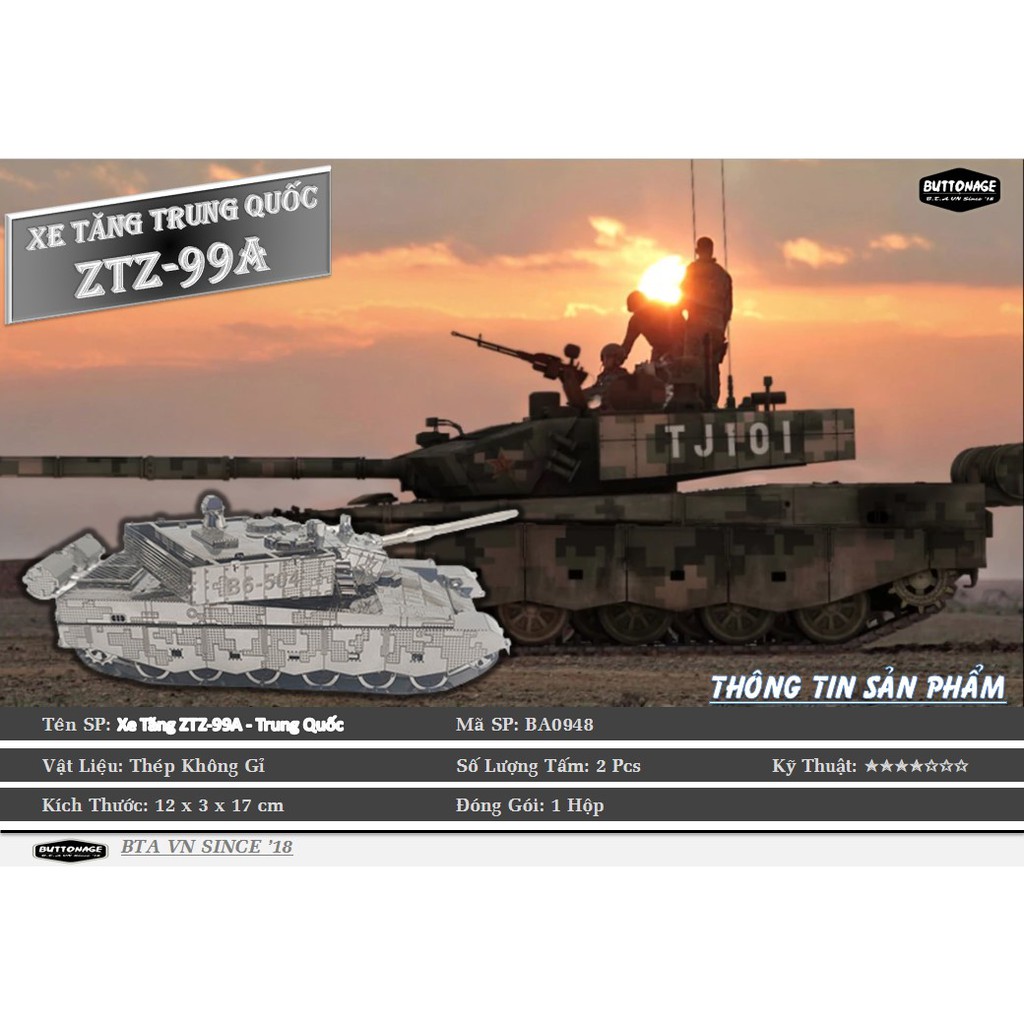 Mô Hình Lắp Ráp 3d Xe Tăng ZTZ-99A - Trung Quốc