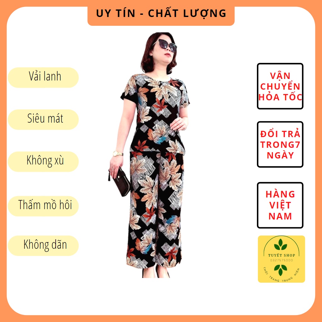 - Bộ Lanh Cao Cấp ( đã qua xử lý co ) - Đủ Size Từ 47 - 70kg Dành Cho Các Bà Các Mẹ Trung Niên