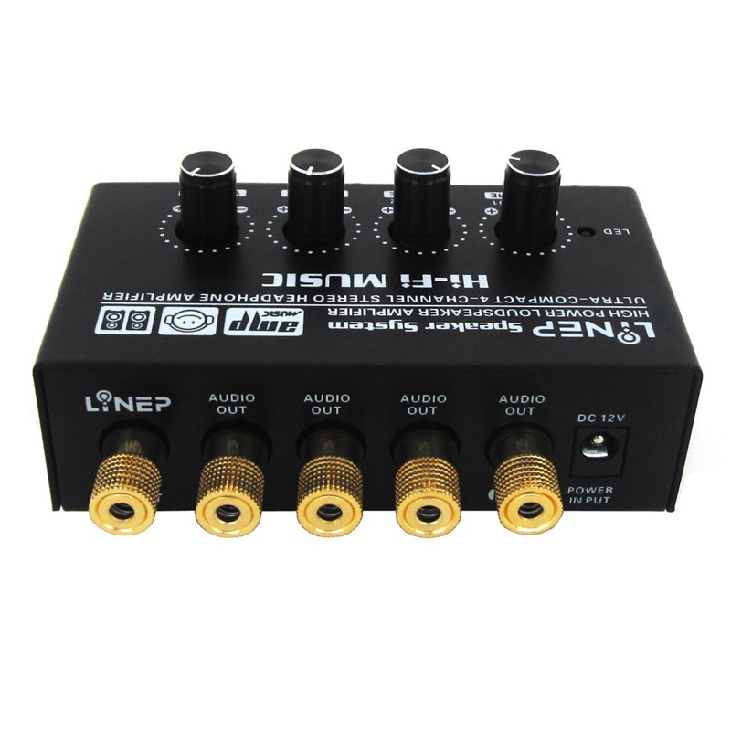 Lynepauaio 1 Input 4 Out Headphone Speaker Splitter With(Us Plug)