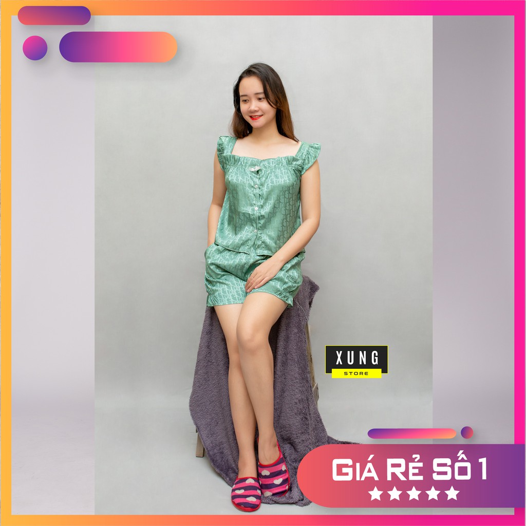 Bộ đồ lụa tay ngắn quần đùi cao cấp - EveCloset