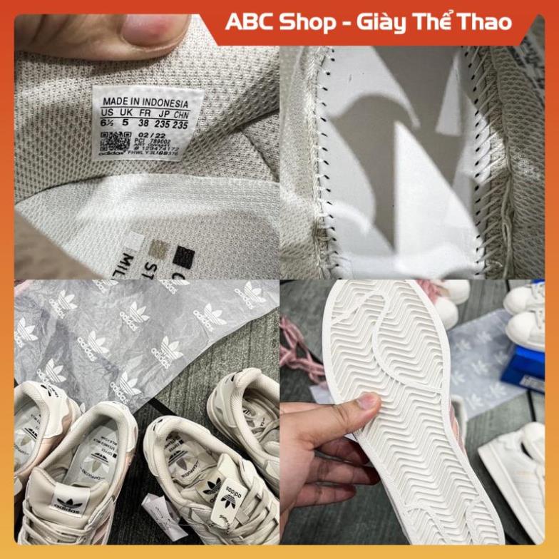 Giày thể thao sò 3 mầu hồng trắng sữa xanh cổ thấp full phụ kiện | Giầy Sneaker Sò Superstar