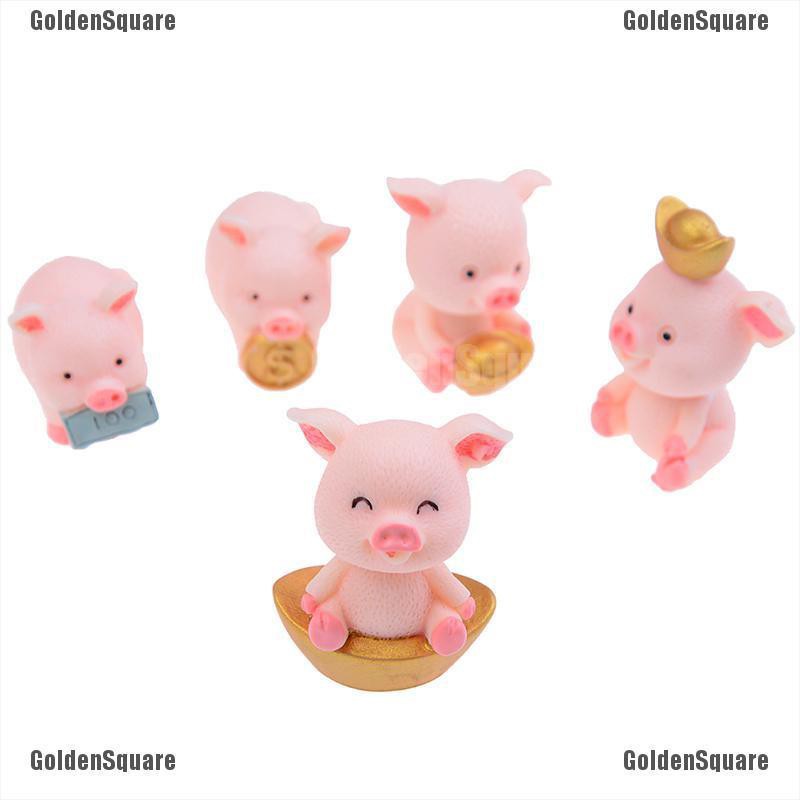 Set 5 Tượng Heo Con Dễ Thương Dùng Để Trang Trí Vườn Cây Tiện Dụng