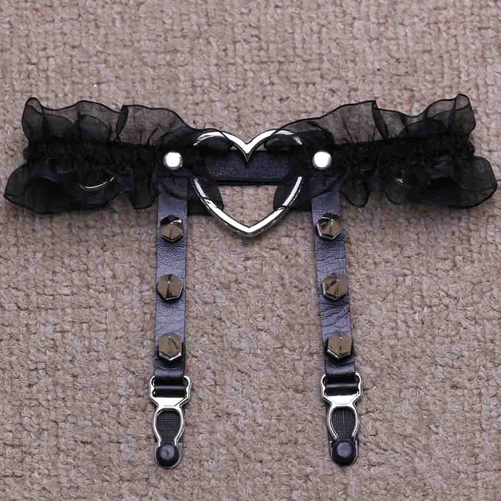 Dây nịt bít tất hình trái tim phong cách Gothic cho nữ