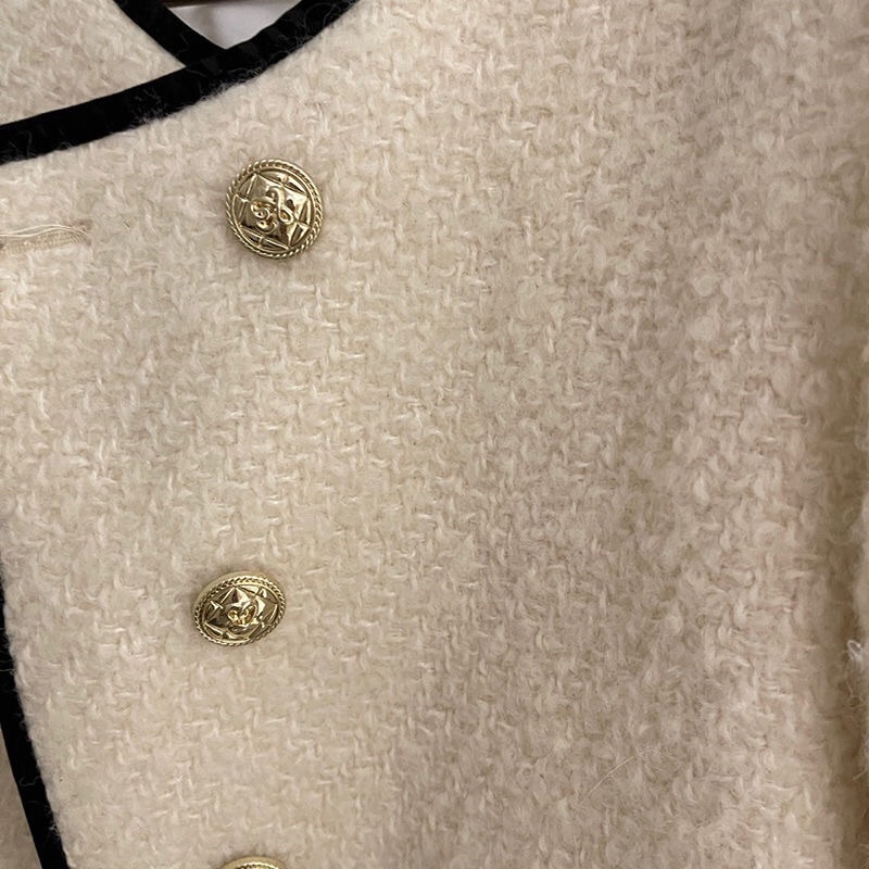 Áo khoác dạ tweed viền đen