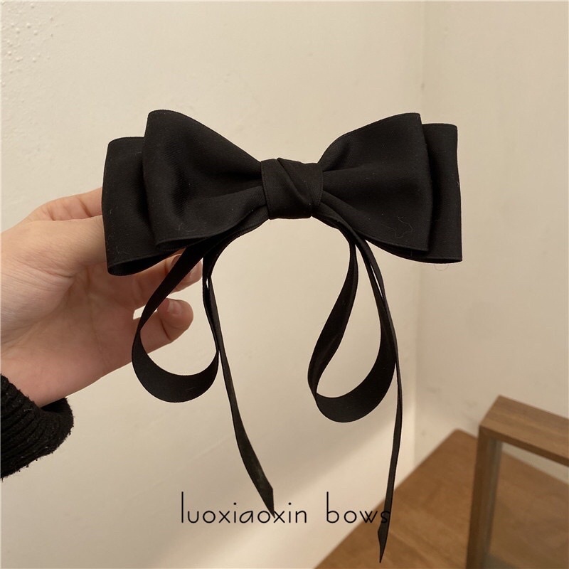 Kẹp tóc nơ Satin bản to hai tầng cho nữ mã QD302