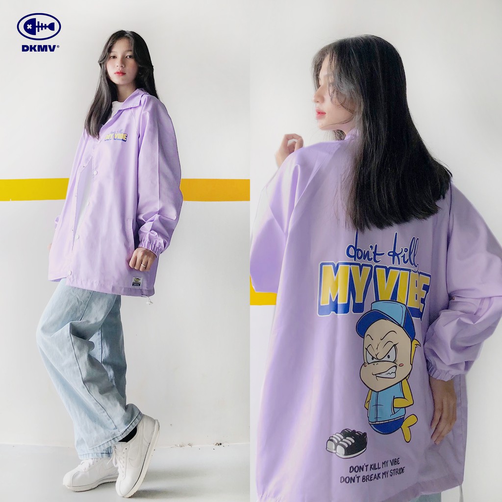 Áo khoác nữ Don't Kill My Vibe vải dù màu tím form rộng - Baseball Jacket