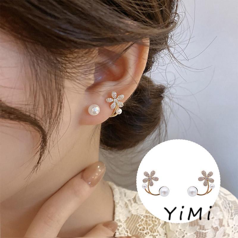 Khuyên Tai Hình Hoa Đính Ngọc Trai Phong Cách Hàn Quốc Sang Trọng