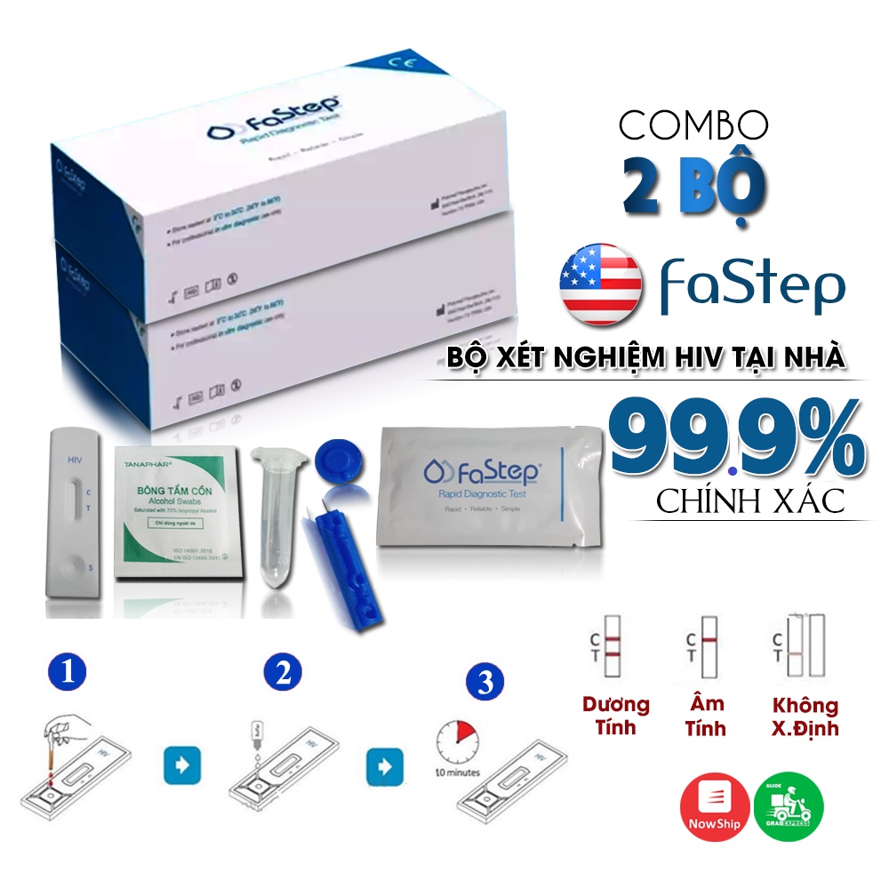 Bộ Xét Nghiêm Test HIV Fastep Sản Phẩm Của Mỹ Đạt Chuẩn Chất Lượng Quốc Tế ISO 9001 ISO13485 Cho Kết Qủa Chính Xác 99,9%