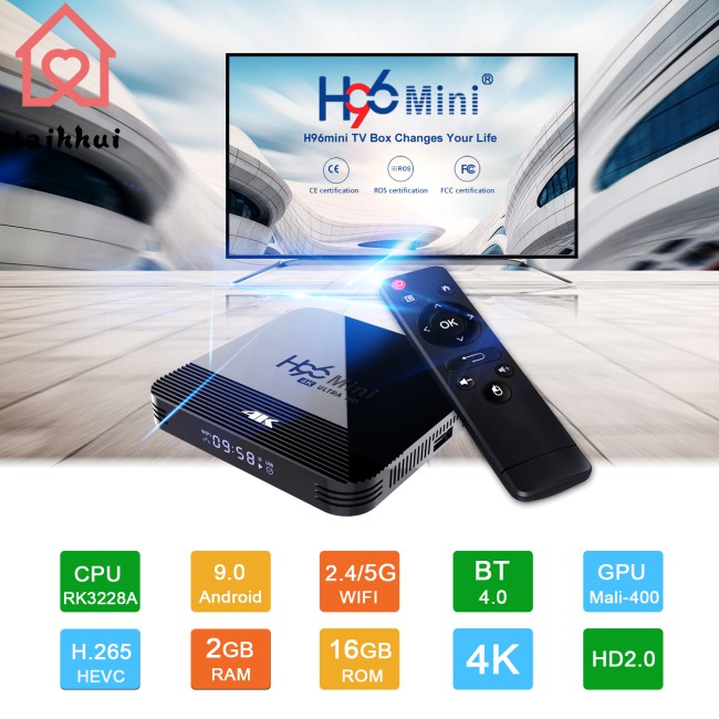 Bộ Tv Box Rockchip Rk3228A H2.4G / 16g 4k Hd Android 9.0 Google Play Và Phụ Kiện