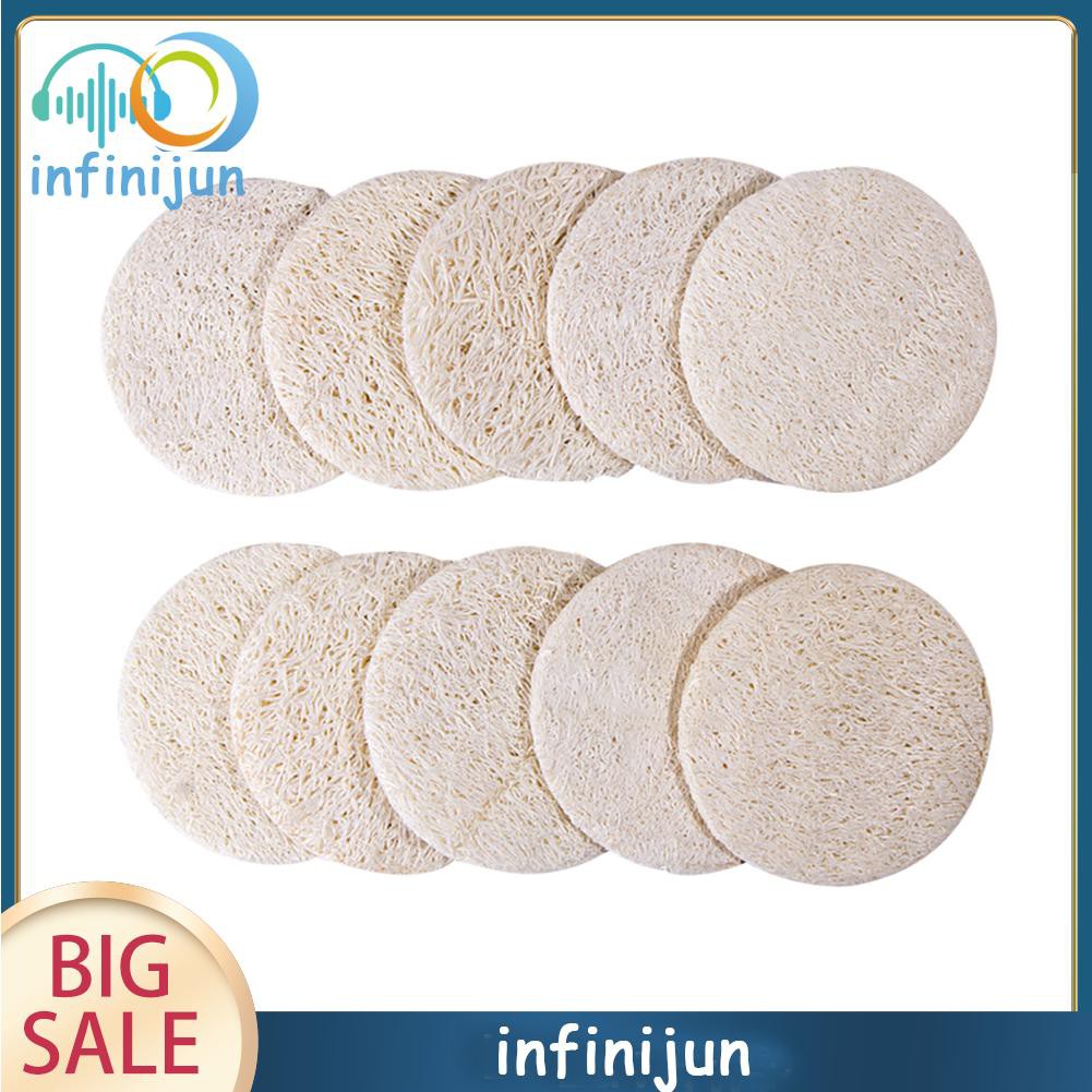 (Hàng Mới Về) Set 10 Miếng Bông Tắm Bằng Xơ Mướp Tự Nhiên