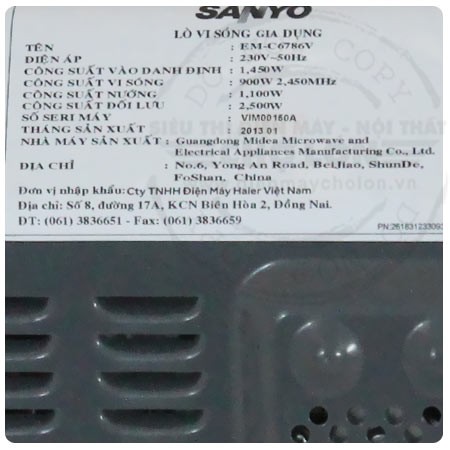 Lò vi sóng Sanyo EM-C6786V 28 lít