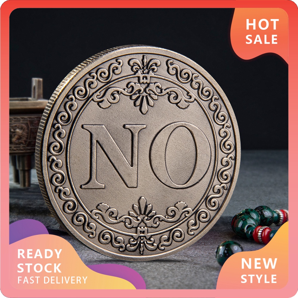 Đồng xu in họa tiết chữ Yes / No phong cách cổ điển