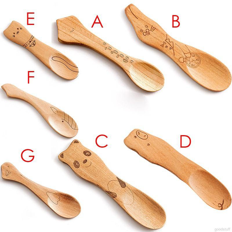 Muỗng Gỗ Cho Bé In Họa Tiết Động Vật Hoạt Hình Dễ Thương Cho Bé