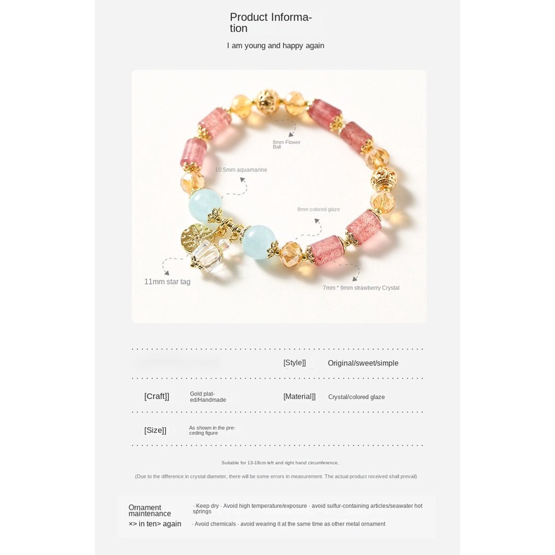 [Hàng Mới Về] Vòng Tay Hạt Pha Lê Xanh Biển Hình Trái Dâu