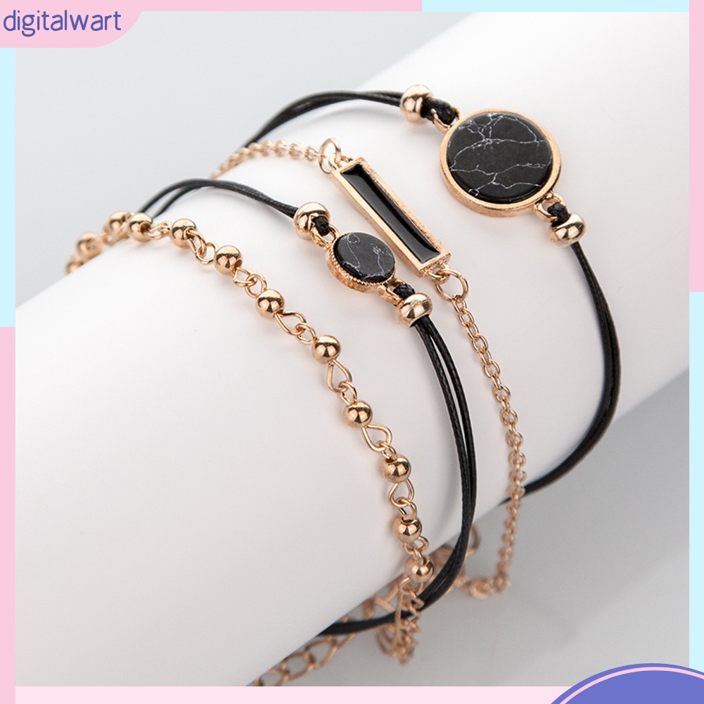 Set 4 Vòng Đeo Tay Phối Phụ Kiện Kiểu Dáng Thời Trang Ấn Tượng Cho Nữ