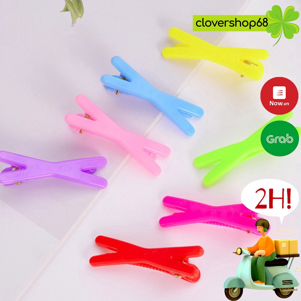 Set 6 kẹp tóc chữ X, - Kẹp tóc nơ nhiều mầu cho bé  Clovershop68