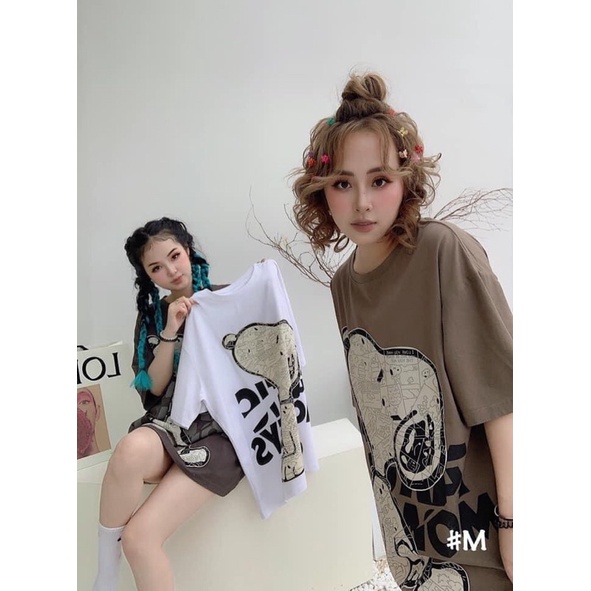Áo bầu Phông cotton tàu From Rộng In Hình Chú Chó Hàng Loại Đẹp