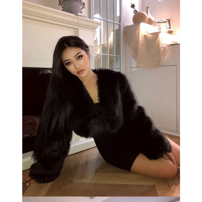 22 Phong Cách Mới!Áo Khoác Giả Lông Cáo Lưng Cao Tay Dài Phong Cách Âu Mỹ Thời Trang Thu Đông 2022 Cho Nữ