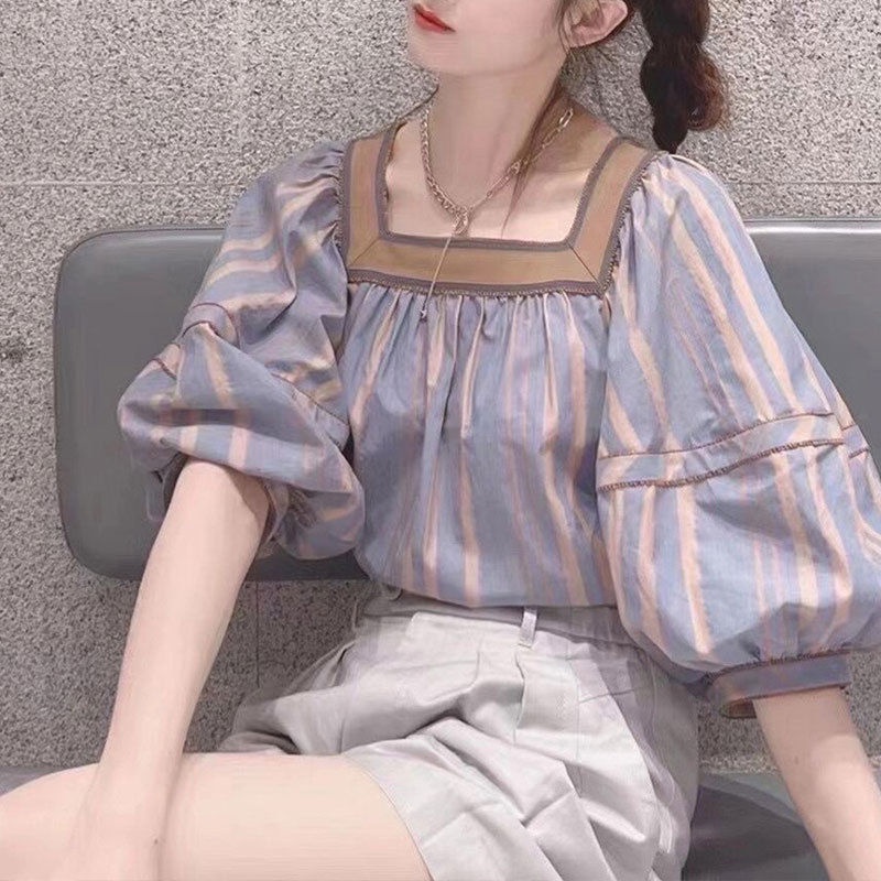 Áo Sơ Mi Chiffon Tay Lỡ Cổ Vuông Thời Trang Mùa Hè Dành Cho Nữ