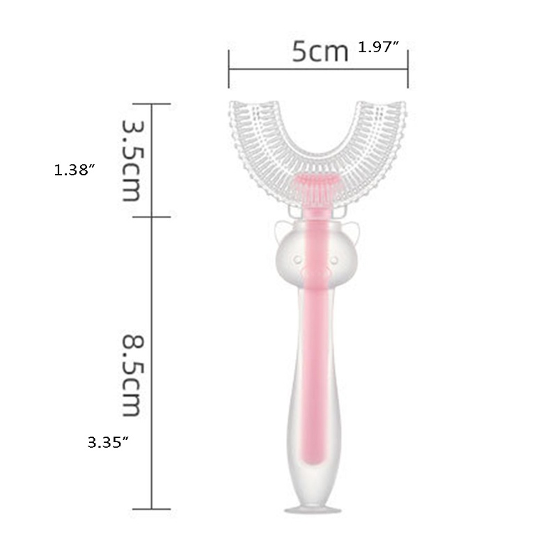 Bàn Chải Đánh Răng Silicone Hình Chữ U Xoay 360 Độ Cho Trẻ Em° Dụng Cụ Vệ Sinh Răng Miệng 2-4