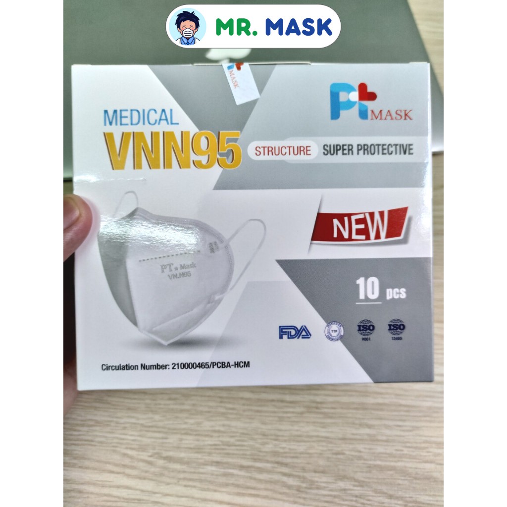 Khẩu Trang Y Tế N95 Không Van Cao Cấp Chính Hãng Phương Tuyến, 5 Lớp Kháng Khuẩn, Lọc 95% Bụi Mịn PM 2.5, 10 Cái/Hộp