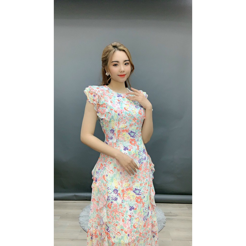 Váy Suông Nữ, Đầm Dáng Suông Dài Voan Trắng Đuôi Cá Tay Cổ Phối Voan Màu Hồn  Điệu Đà Dịu Dàng.