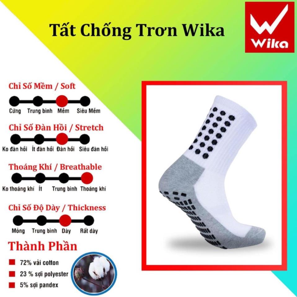 Free Ship - Tất đá bóng chống trơn Wika chính hãng thiết kế thun sọc dày dặn ôm chân, co giãn thoáng khí TATCT