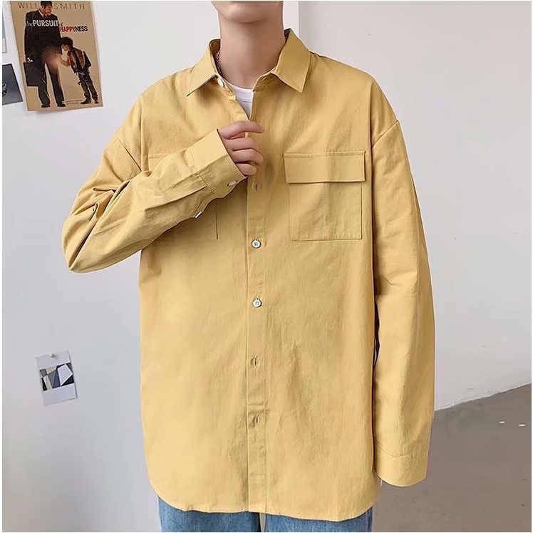 Áo sơ mi nam form rộng dài tay vải thô phong cách Hàn Quốc Quảng Châu hà nội hcm Pon.mens