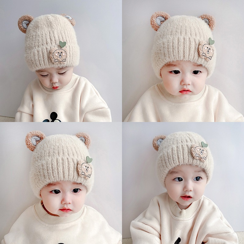 Mũ len lót nhung ấm áp chống gió phong cách Hàn Quốc đáng yêu dành cho bé gái