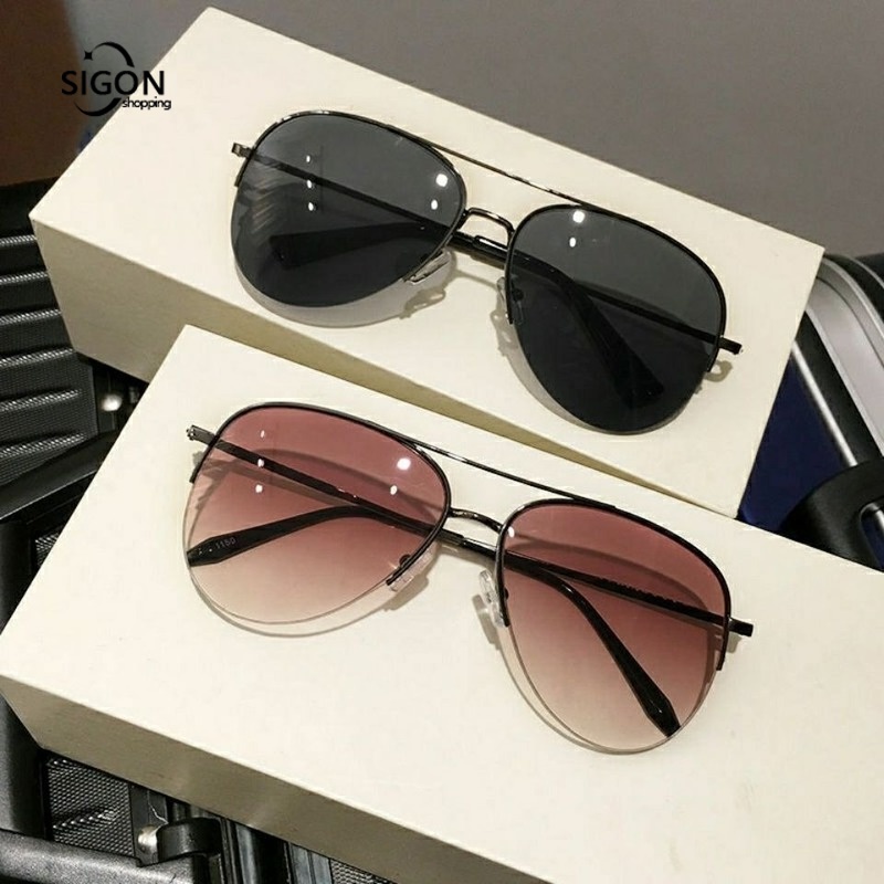 Kính Mát Phi Công Nửa Gọng Chống Tia UV Chống Lóa Phù Hợp Cho Lái Xe Ngoài Trời