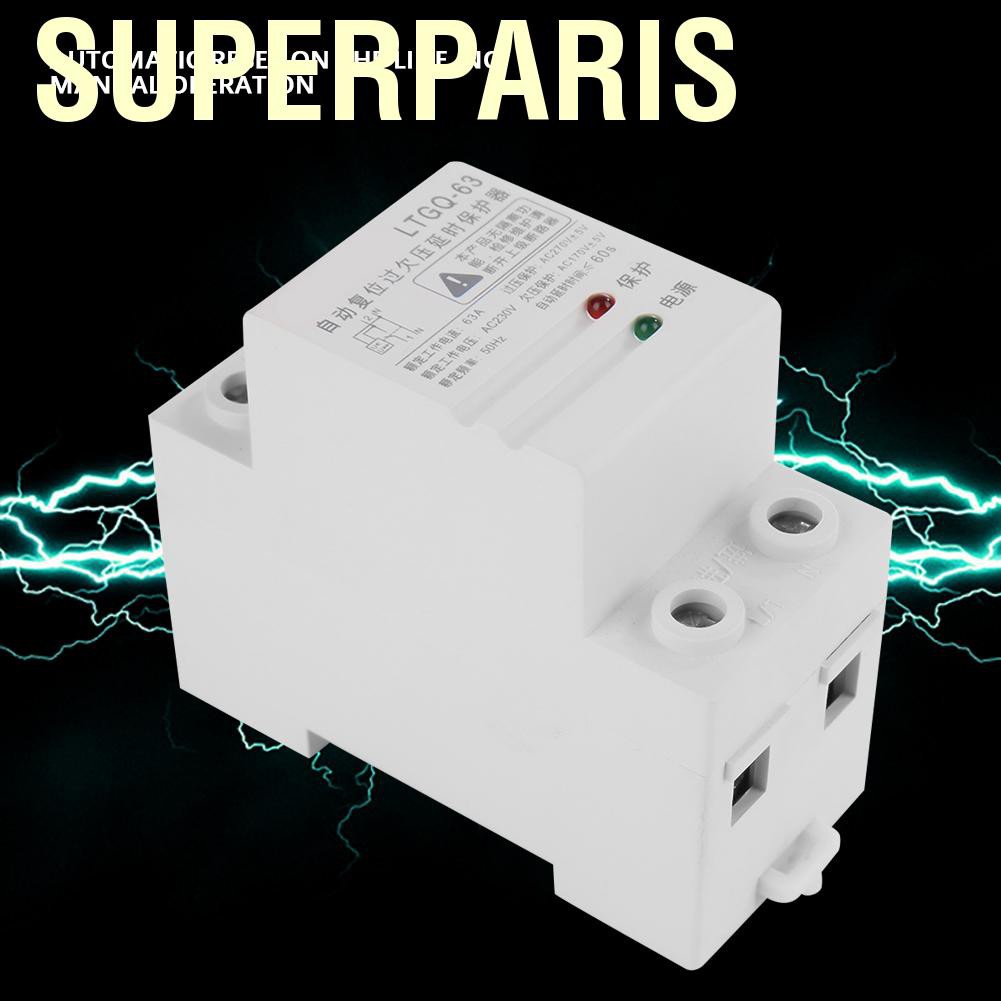 Superparis  230V Adjustable Automatic Reconnect Over Voltage And Under Protection Relay 2P63A