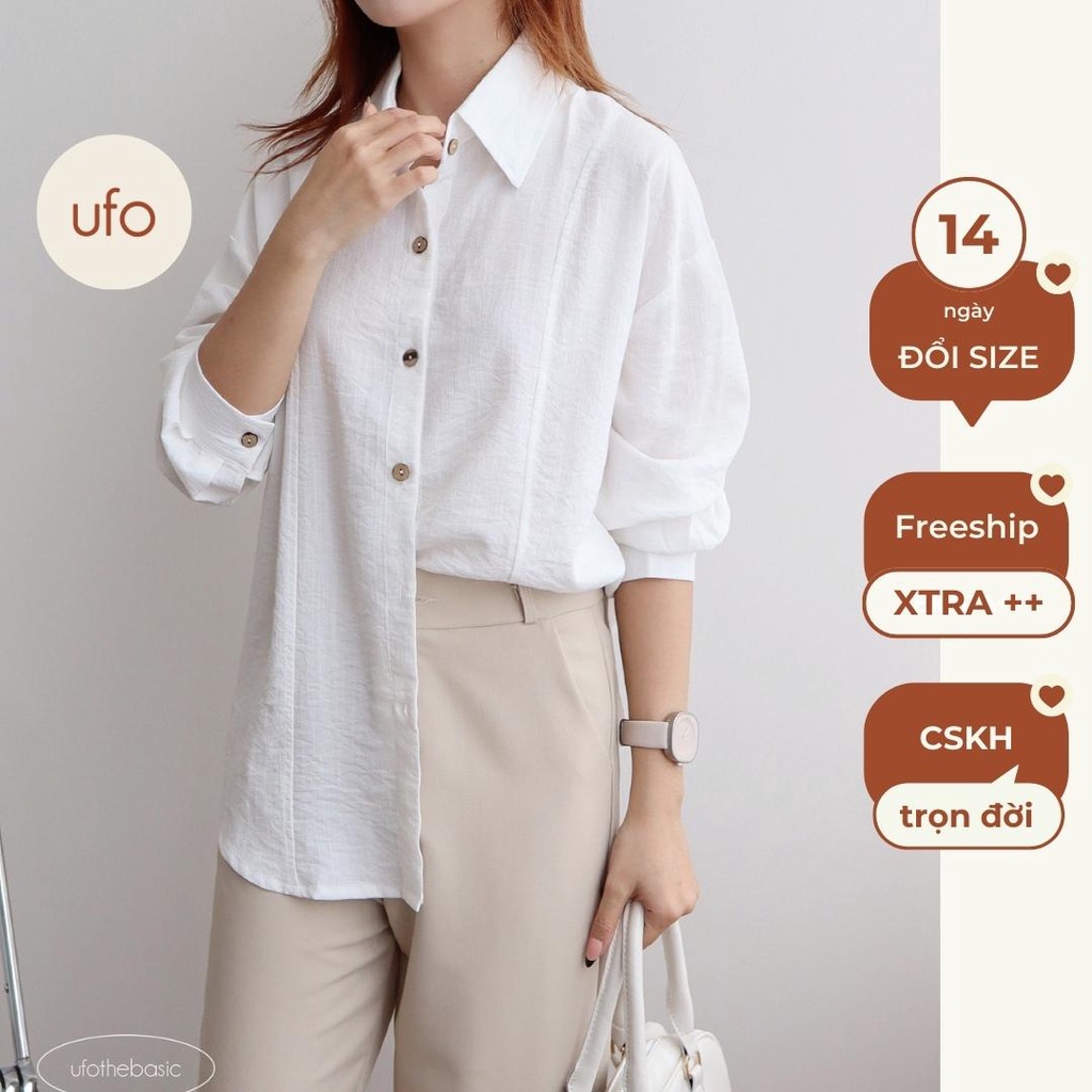 Áo sơ mi freesize chất đũi xước mềm - Hai Line Shirt - by ufo.thebasic