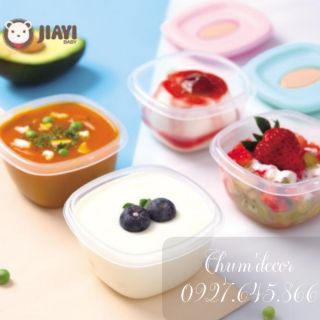 Bộ 4 hộp trữ đông đồ ăn cho bé hãng JIAYI đáy silicon