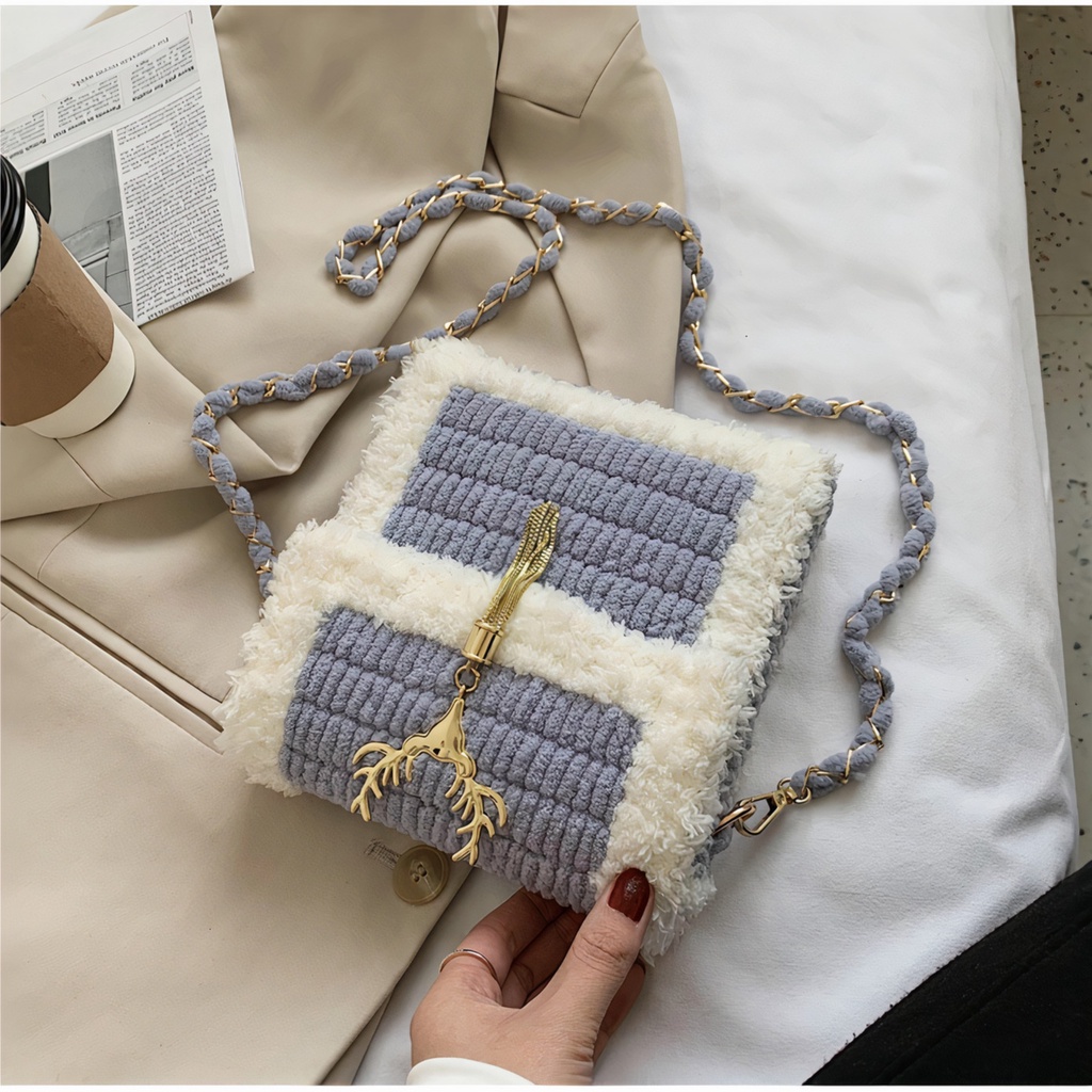 Túi handmade tự đan, túi đeo chéo phối màu thời trang Hàn Quốc - Bộ phụ kiện đầy đủ LX501