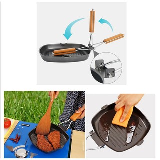 Chảo chống dính gấp gọn cán gỗ đa năng 24cm