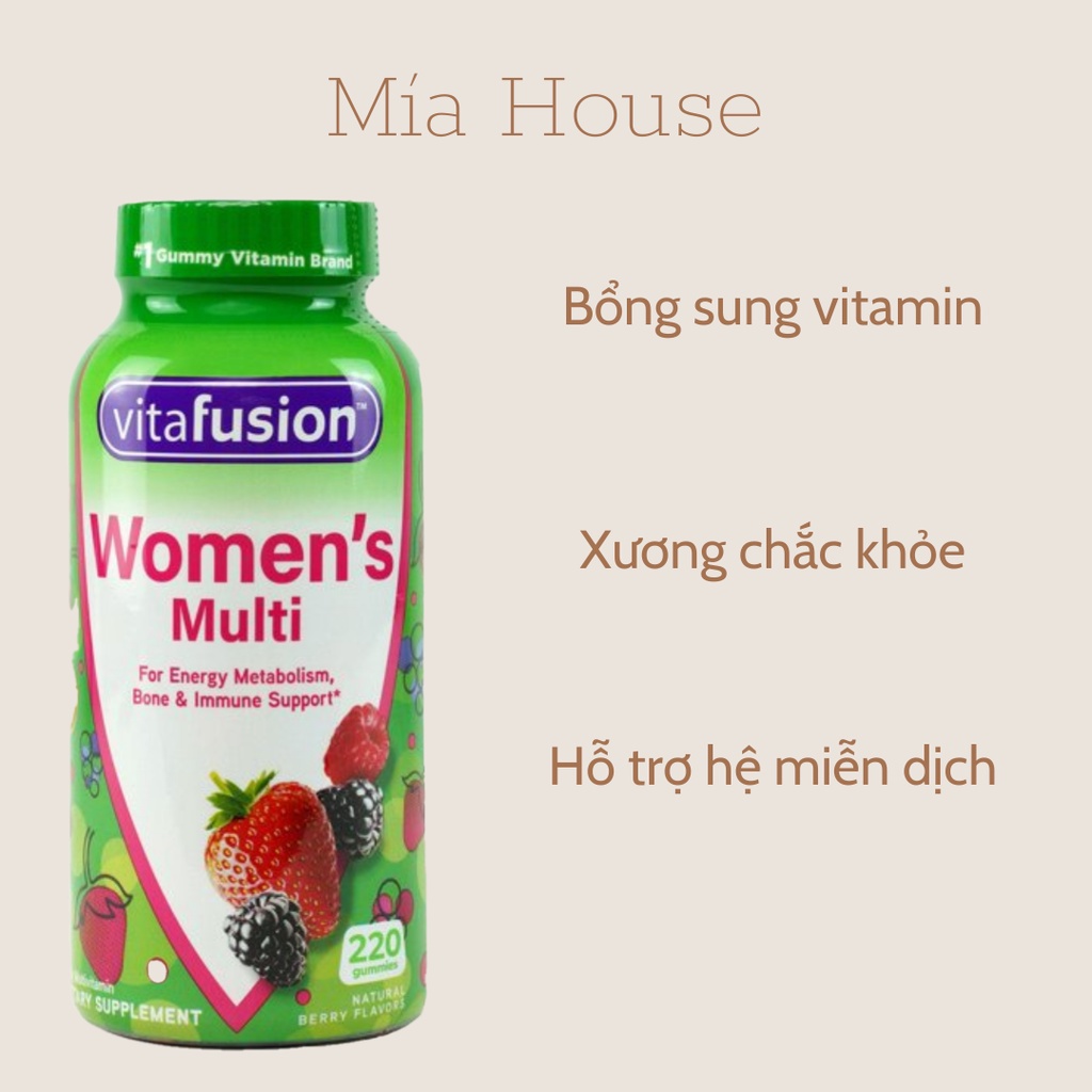 Kẹo dẻo bổ vitamin dành cho phụ nữ Vitafusion Women’s Multivitamin 220 viên MẪU MỚI