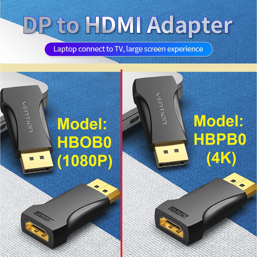 Đầu chuyển DP male ra HDMI female Vention HBPB0 (4K) / HBOB0 (1080P)