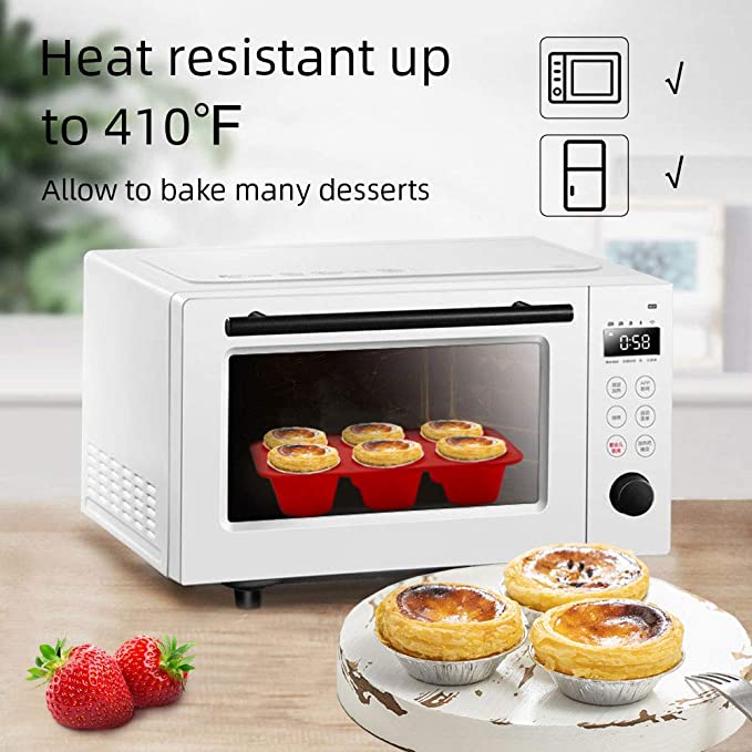 Khuôn Làm Bánh Xốp ANAEAT Chất Liệu Silicon Thiết Kế 6 Ô Tròn Lớn Chống Dính