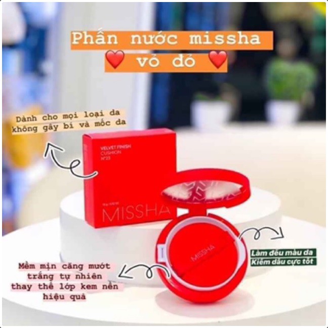 Phấn Nước Mềm Mịn MISSHA Velvet Finish Cushion SPF50 PA+++ - Vỏ đỏ | BigBuy360 - bigbuy360.vn