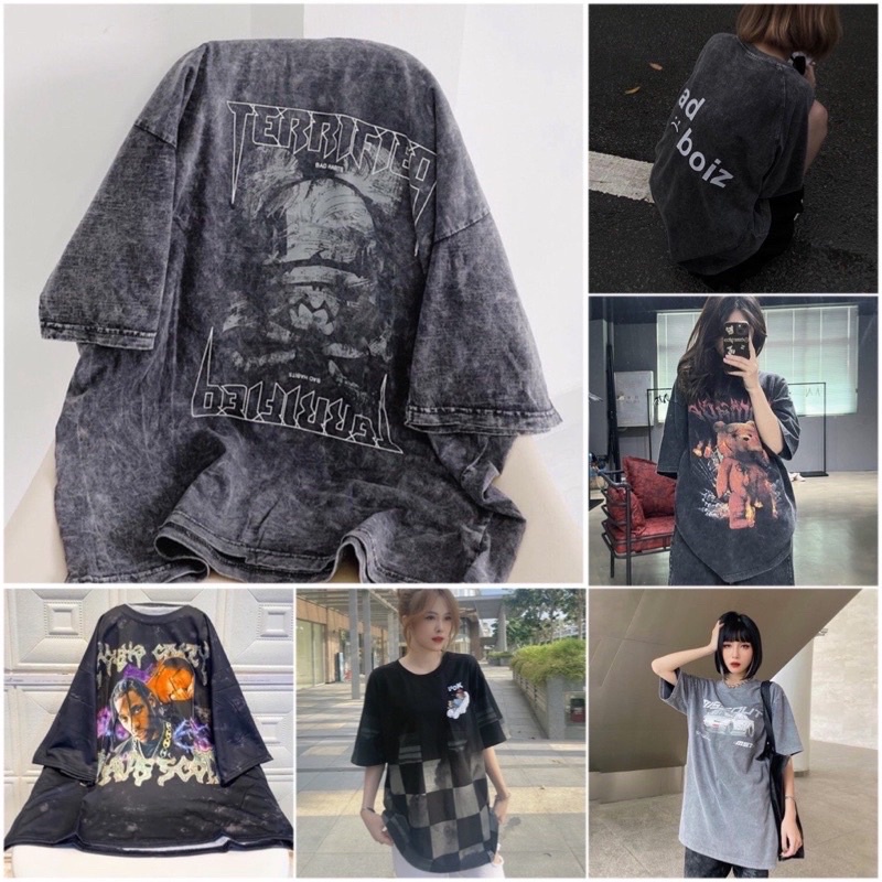 Áo Thun Loang Đen Unisex Phông Form Rộng Ngắn Tay In Hình Cá Tính Nam Nữ Ulzzang HOT