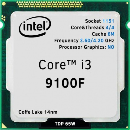 Bộ Vi xử lý CPU máy tính Intel Core i3 9100F 3.6GHz (Tray - New 100%) - Kèm Tản CPU CR-1000 New