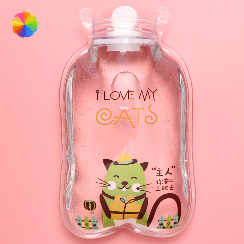 Bình đựng nước nóng bằng PVC trong suốt in hình hoạt hình đáng yêu