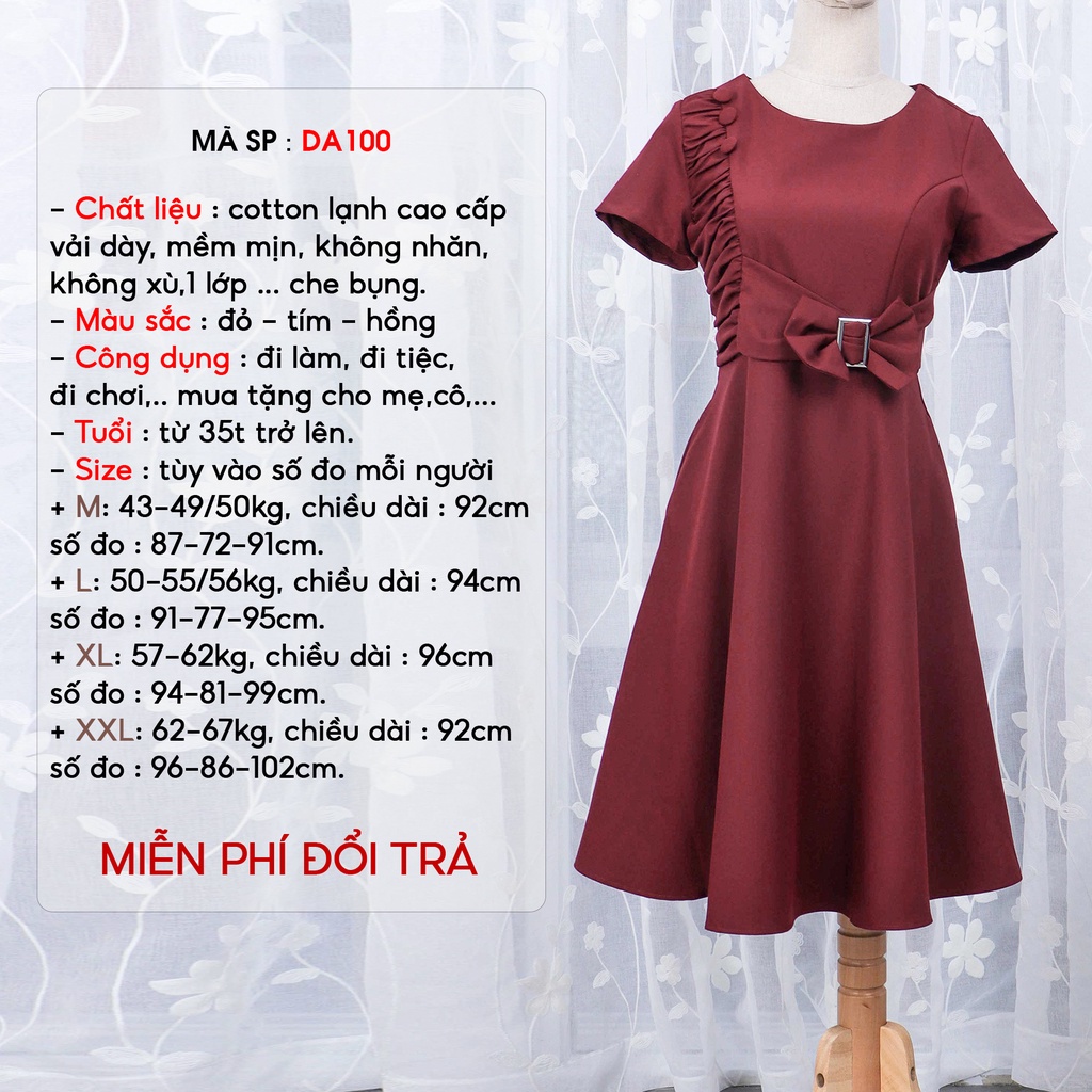 Đầm Xòe Công Sở Sang Trọng Bigsize AMYRA , Thiết Kế Dáng Xòe Phối Bèo Có Nơ Trẻ Trung Cao Cấp Đi Làm, Dự Tiệc DA100