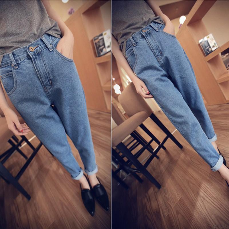 Quần denim cạp cao cho nữ có size lớn